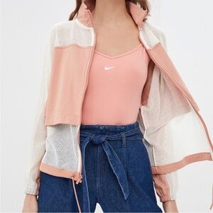 NIKE Atheleisure Spring Mesh Pink Cream Running Lightweight Jersey Zip Up Jacket